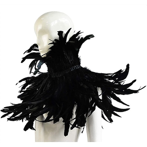 

Punk & Gothic Victorian Shawls Feather Cape Witch Maleficent Women's Cosplay Costume Halloween Performance Party Shawl