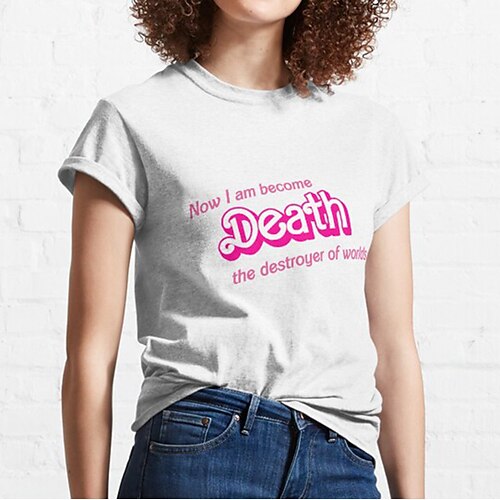 

Mulheres Camiseta Preto Branco Rosa Letra Imprimir Manga Curta Diário Final de semana Básico Decote Redondo Pintura