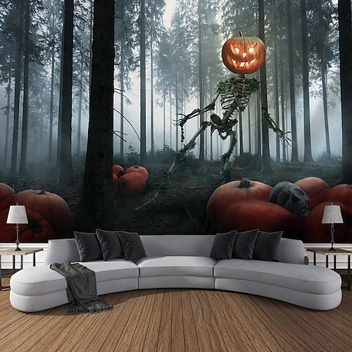 

halloween suspendu tapisserie mur art grande tapisserie murale décor photographie toile de fond couverture rideau maison chambre salon décoration fantôme crâne terrifiant forêt citrouille