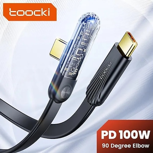 

Toocki 100w usb c à type c câble téléphone portable fil de charge rapide pour samsung huawei xiaomi coude à 90 degrés cordon de données usb-c