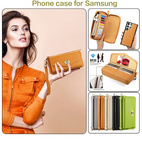 

telefone Capinha Para Samsung Galaxy S23 Ultra Plus S23 S22 S22 Plus Ultra Note 20 Ultra Capa para Cartão Wallet Destacável Carteira Proteção de corpo inteiro couro legítimo