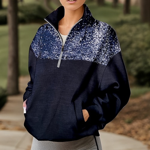 

Mujer Sudadera con capucha de golf Jersey de golf Sudadera Golf Mantiene abrigado Transpirable Dispersor de humedad Manga Larga Ropa de golf Camiseta Ajuste regular Bolsillos laterales 1/4 cremallera