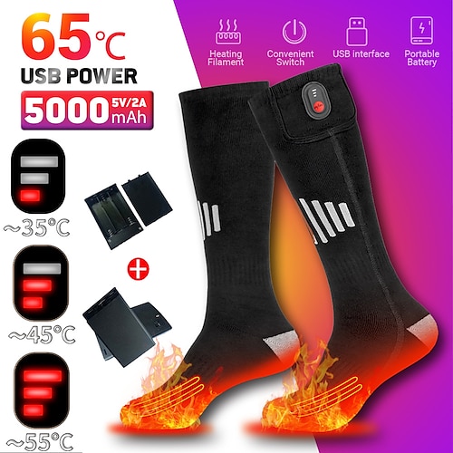 

Heated Socks Man Winter Rechargeable Outdoor Sport Thermal Heated Foot Warmer Ski Sports Heated Socks Warm Snowmobile Skiing