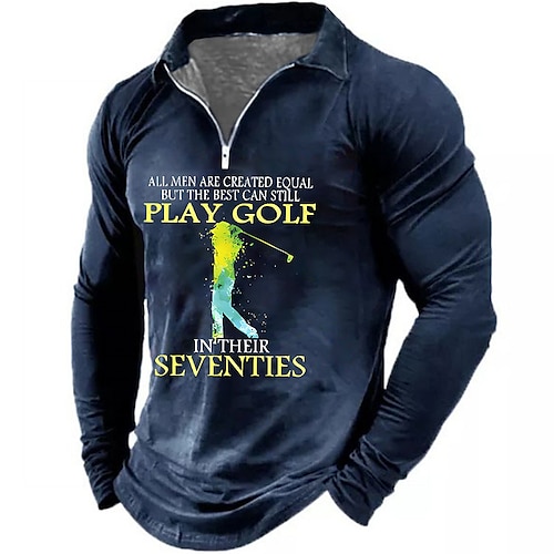 

Buchstabe Brautkleider schlicht Herren 3D Bedruckt Golfpolo Outdoor Casual Strassenmode Langarm Umlegekragen Zip Polo-Shirts Schwarz Wein Marineblau Herbst Winter S M L Revers-Polo