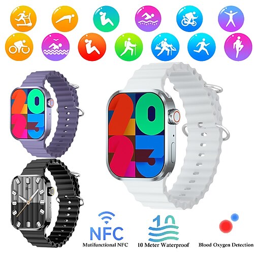 

V9 MAX Smartwatch 2.2 Zoll Smartwatch Fitnessuhr Bluetooth Temperaturüberwachung Schrittzähler Anruferinnerung Kompatibel mit Android iOS Damen Herren Langer Standby Freisprechanlage Wasserdicht IP68