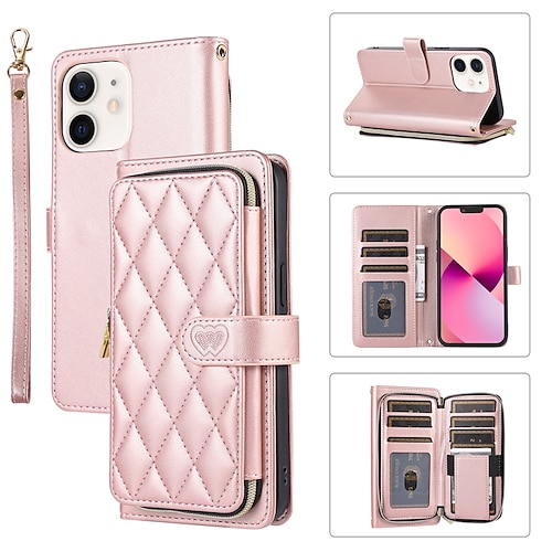 Zip Wallet Case Leather Flip Cover For iPhone 15 Pro 14 Pro Max 13