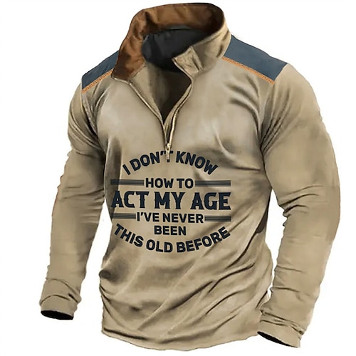 

Homme Sweat zippé Sweat Vert Véronèse Bleu Marron Gris Demi fermeture éclair Lettre Imprimés Photos Zippé Imprimer du quotidien Des sports 3D effet Design basique Décontractées Printemps Automne