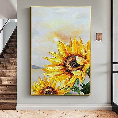 

pintura a óleo artesanal lona decoração da arte da parede planta abstrata pintura floral florescendo girassol para decoração de casa rolou sem moldura pintura não esticada