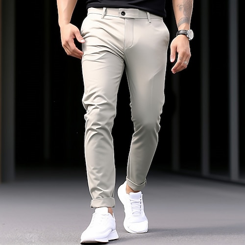 

Herren Hose Hosen Chinesisch Chino Freizeithose Vordertasche Glatt Komfort Atmungsaktiv Geschäft Casual Täglich Modisch Basic Blau Khaki