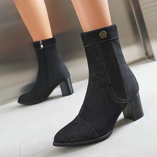 

Mulheres Botas Sapatos de vestir Sapatos Confortáveis Diário Bandagem Salto Robusto Casual Minimalismo Couro Sintético Preto Azul Azul Claro