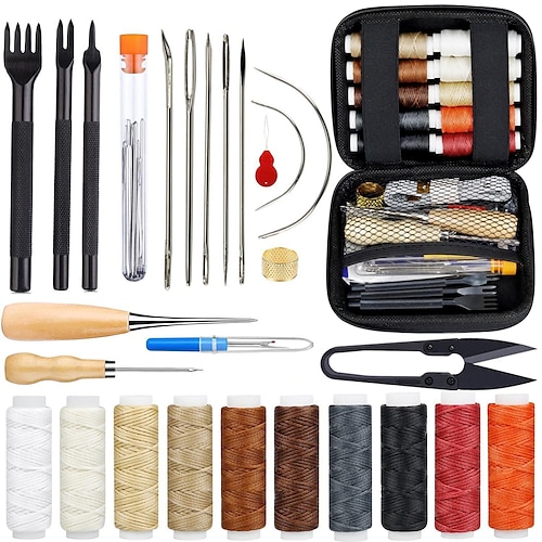 Leather Repair Sewing Kits, Leather Working Tools with Pro Waxed Thread,  Large Eye Hand Sewing Needles, Versatile Awl, Heavy Duty Sewing Kit for  Car, Upholstery, Vinyl, Canvas, Craft 2024 - $11.49