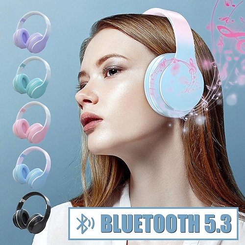 

Auriculares bluetooth inalámbricos de color degradado, auriculares deportivos estéreo, música con micrófono, bajos de alta fidelidad, auriculares antiruido para juegos