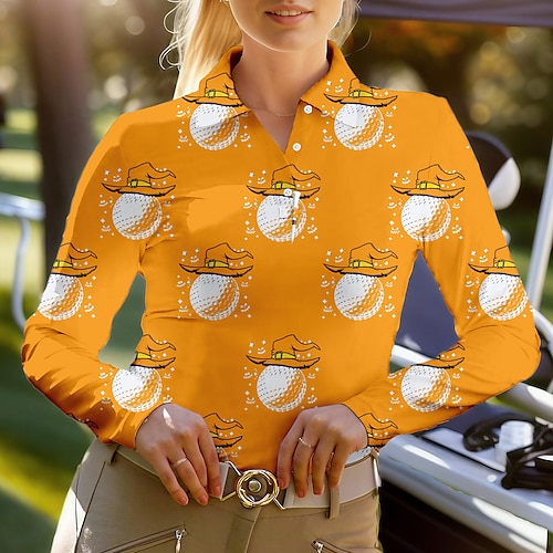 

Mujer Camisas de polo Camiseta de golf Polo con botones Transpirable Secado rápido Dispersor de humedad Manga Larga Ropa de golf ropa de golf Ajuste regular Impreso Primavera Otoño Tenis Golf