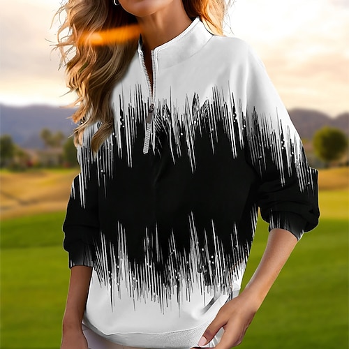 

Mujer Jersey de golf Sudadera Golf Mantiene abrigado Transpirable Dispersor de humedad Manga Larga Ropa de golf Camiseta Ajuste regular Cremallera Bolsillos laterales Tie-dye Primavera Otoño Tenis