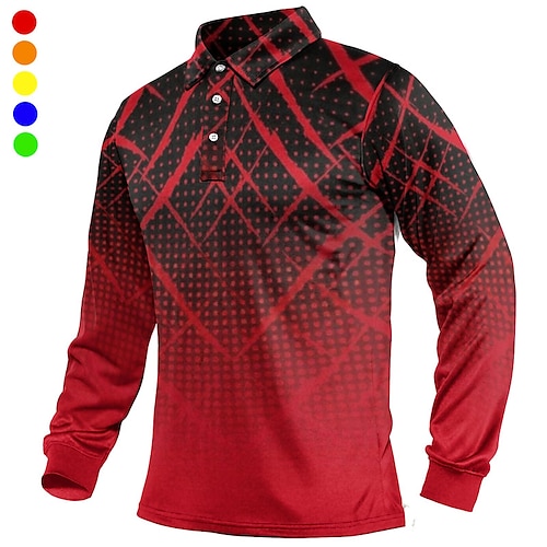 

Hombre Camisas de polo Camiseta de golf Polo con botones Transpirable Secado rápido Dispersor de humedad Manga Larga Ropa de golf ropa de golf Ajuste regular Geométrico Bloque de color Gradiente de