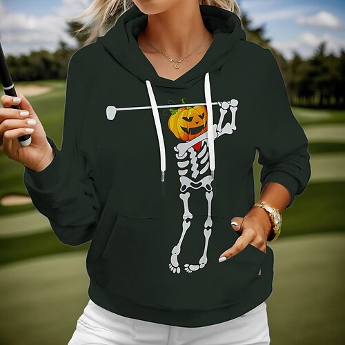 

Women's Golf Hoodie Helloween Golf Pullover With Pockets Long Sleeve Golf Apparel Golf Clothes Regular Fit Printed Spring Autumn Tennis Golf Pickleball