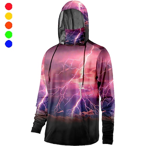 

Herren Angelhemd Mit Kapuze Draussen Langarm UV Schutz Atmungsaktiv Schnelltrocknend Leichtgewichtig Schweißableitend Shirt Frühling Herbst Outdoor Angeln Campen und Wandern Violett Rot Blau