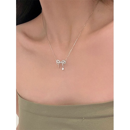 

Femme Colliers Mode Extérieur Ruban nœud papillon Collier