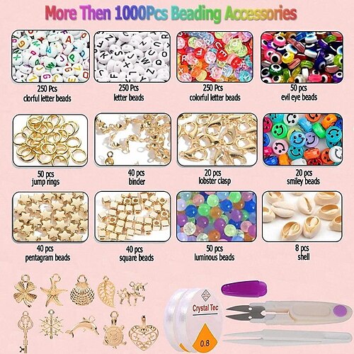 6500 Clay Beads Bracelet Making Kit 24 Colors Spacer Flat Beads for kids  Jewelry