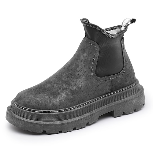 

Hombre Botas Botines chelsea Zapatos de incremento de altura Botas con plataforma Zapatos de Paseo Diario Cuero de Cerdo Altura Incrementando Mitad de Gemelo Mocasín Negro Gris Otoño Invierno