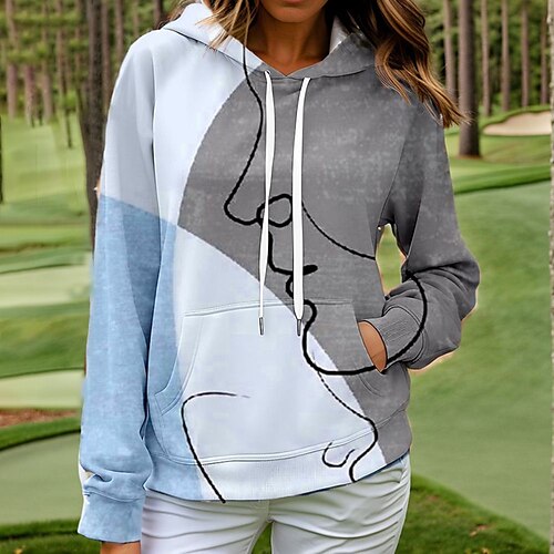 

Damen Golf-Hoodie Golfpullover Atmungsaktiv Schnelltrocknend Mit Taschen Langarm Golfbekleidung Golfkleidung Regular Fit Farbblock Frühling Herbst Tennis Golfspiel Pickleball