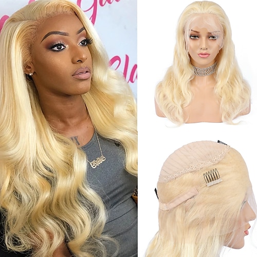 Human Hair 360 Frontal Wig Free Part Brazilian Hair Body Wave Blonde Wig  150% Density with Baby Hair Glueless Pre-Plucked For Women Human Hair Lace  Wig 2024 - $318.49