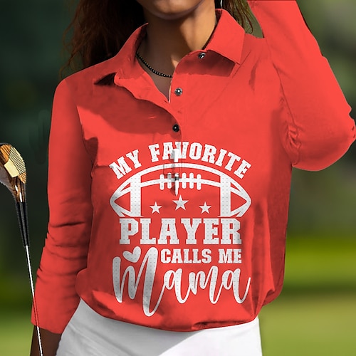 

Women's Polo Shirt Golf Shirt Button Up Polo Breathable Quick Dry Moisture Wicking Long Sleeve Golf Apparel Golf Clothes Regular Fit Letter Spring Autumn Tennis Golf Pickleball