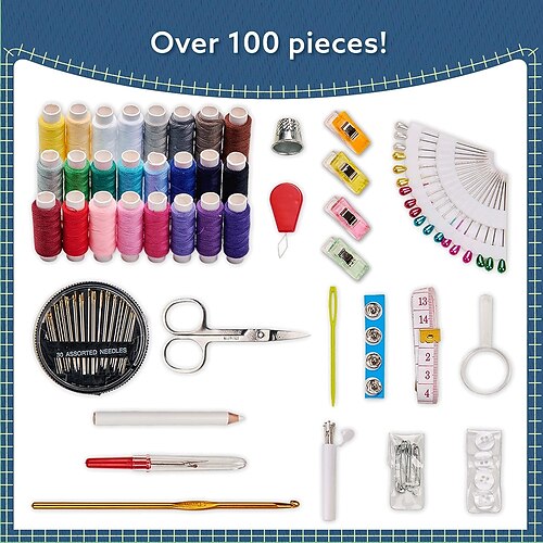 Sewing Kit for Adults and Kids - Multicolor Thread, Needles, Scissors,  Thimble - Emergency Repair and Travel Kits - Sewing Accessories and Supplies  