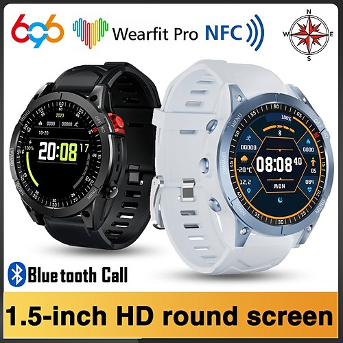 

696 JS7Finex Montre intelligente 1.5 pouce Smartwatch Montre Connectée Bluetooth Podomètre Rappel d'Appel Moniteur de Sommeil Compatible avec Android iOS Hommes Mode Mains-Libres Rappel de Message