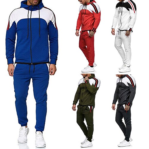 

Homme Ensemble Survetement Survêtement 2 Pièces Athlétique manche longue Chaud Respirable Evacuation de l'humidité Aptitude Fonctionnement Le jogging Tenue de sport Tenues de Sport Bloc de couleur