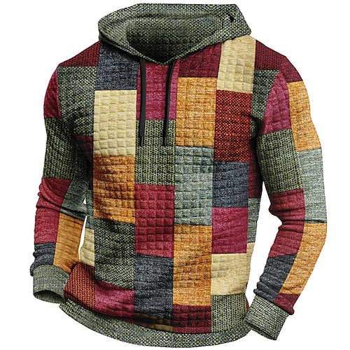 

Herren Zur Seite fahren Täglich Klassisch Brautkleider schlicht Farbblock Plaid / Karomuster Grafik-Drucke Hoodies Waffel-Hoodie Gelb Hellgrün Blau Designer Festtage Ausgehen Strassenmode Mit Kapuze