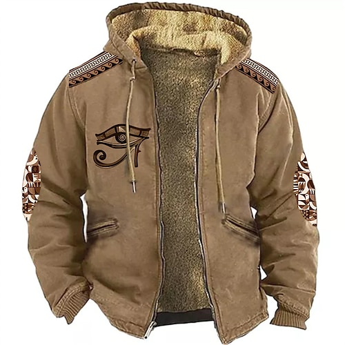 

Homme Sweat à capuche zippé Veste Noir Bleu Marron Vert Gris Capuche Tribal Imprimés Photos Zippé Imprimer Casual du quotidien Vacances 3D effet Polaire Design Polaire fine Hiver Vêtement Tenue Pulls