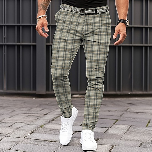 

Herren Hose Hosen Chinesisch Chino Sommerhosen Freizeithose Vordertasche Gitter / Plaid Komfort Atmungsaktiv Casual Täglich Festtage Modisch Basic Schwarz Blau