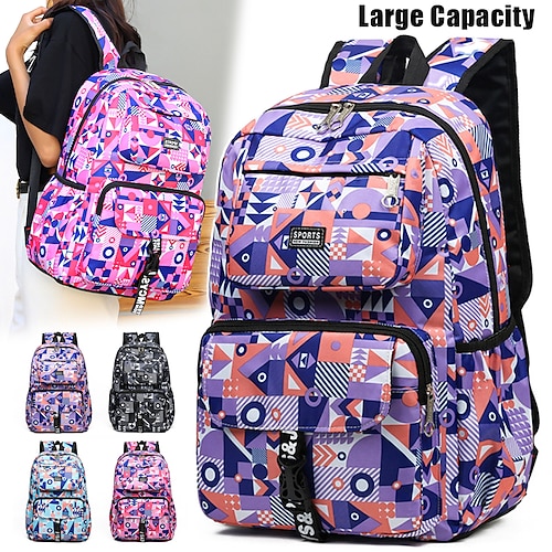 

Hombre Mujer mochila Mochila Escolar mochila Escuela Diario Diseño Geométrico Paño Oxford Gran Capacidad Impermeable Transpirable Cremallera Negro Rosa Azul Piscina