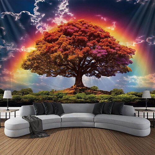 

Baum des Lebens hängender Wandteppich, Regenbogenhimmel, Wandkunst, großer Wandteppich, Wanddekoration, Fotografie, Hintergrund, Decke, Vorhang, Zuhause, Schlafzimmer, Wohnzimmer, Dekoration