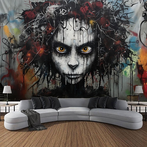 

Graffiti Dark Child Hanging Tapestry Wall Art Large Tapestry Mural Decor Photograph Backdrop Blanket Curtain Home Bedroom Living Room Decoration