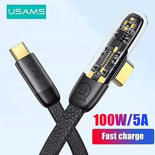 

100 w usb c para tipo c cabo de carregamento rápido do telefone celular para samsung huawei xiaomi cotovelo de 90 graus usb-c cabo de dados