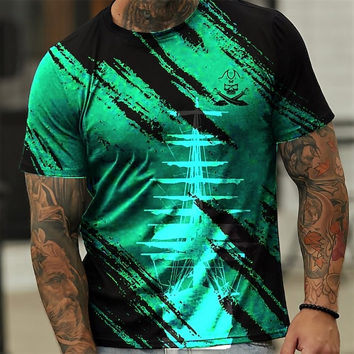 

Herren T Shirt Grafischen T-Shirt Designer Basic Brautkleider schlicht Hemd Schiff Nautisch Grafik-Drucke Kurzarm Hemd Blau Dunkelgrün Grün Outdoor Täglich Sport Rundhalsausschnitt Frühling Sommer