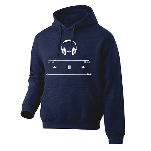 

Homens Moletom com capuz Preto Branco Azul Marinha Com Capuz Estampas Abstratas Música Imprimir Diário Esportes Roupa de rua Designer Básico Primavera Outono Roupa Moletons Moletons