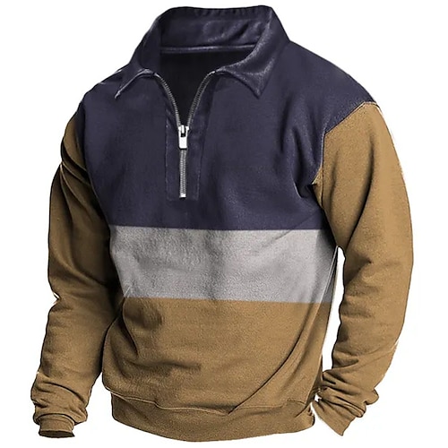 

Herren Sweatshirt Pullover Reißverschluss-Sweatshirt Braun Troyer Halber Reißverschluss Farbblock Patchwork Sport Natur Täglich Festtage Strassenmode Basic Brautkleider schlicht Frühling Herbst