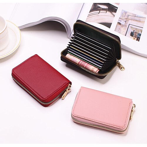 

Business Card Holder Wallet Women/men Gray Bank/ID/Credit Card Holder 20 Bits Card Wallet PU Leather Protects Case Coin Purse