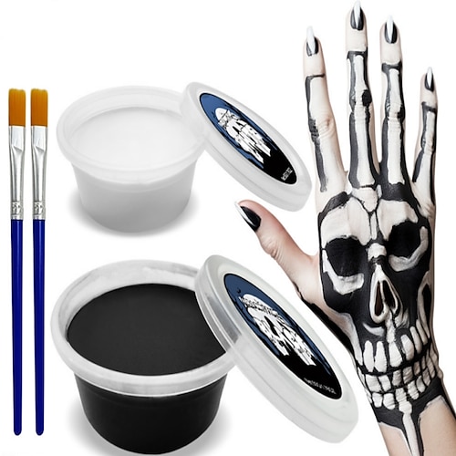 

kit de maquillage pro sfx halloween - peinture corporelle noire et blanche à base d'huile pour adultes - parfait pour le cosplay joker, zombie, vampire et squelette - longue durée et facile à