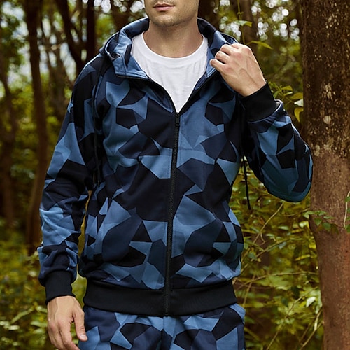 

Homens Moletom Full Zip Hoodie Verde Tropa Azul Cáqui Com Capuz Côr Camuflagem Desportos e Ar livre Diário Feriado Roupa de rua Legal Casual Primavera Outono Roupa Moletons Moletons