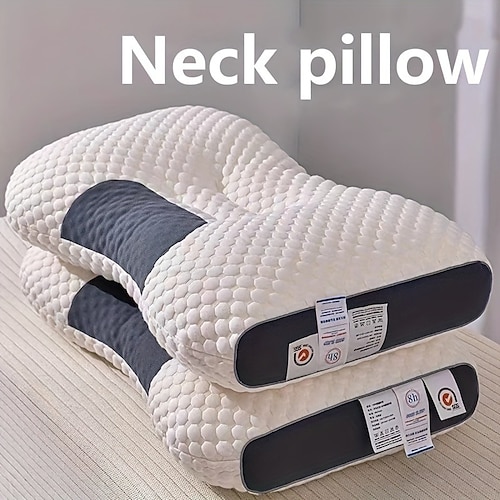 

1 almohada fina de punto de algodón con protección cervical para el cuello, almohada de masaje para dormir, almohada antibacteriana transpirable que absorbe la humedad, adecuada para la decoración del