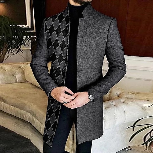 

Plaid Casual Mens 3D Shirt For Business | Brown Winter | Argyle Graffiti Fashion Streetwear Men'S Coat Work To Going Out Fall & Turndown Long Sleeve Black White