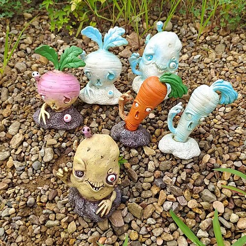 

Halloween Decorations, Fun Zombie Fruit and Vegetable Resin Ornaments - Unique Handmade Decorations, for Fun Garden and Home Decor