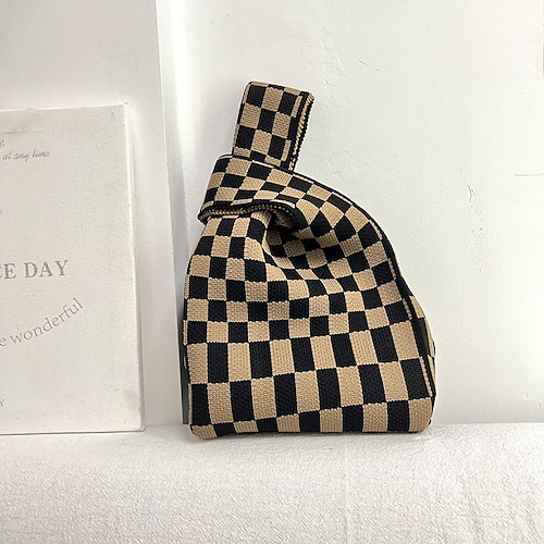 

Mujer Bolso de mano Poliéster Hebra Diario Gran Capacidad Plaid Vino Café