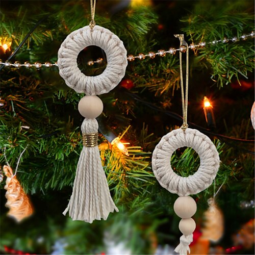 

2PCS Christmas Tree Pendant Handwoven Christmas Decorative Gift