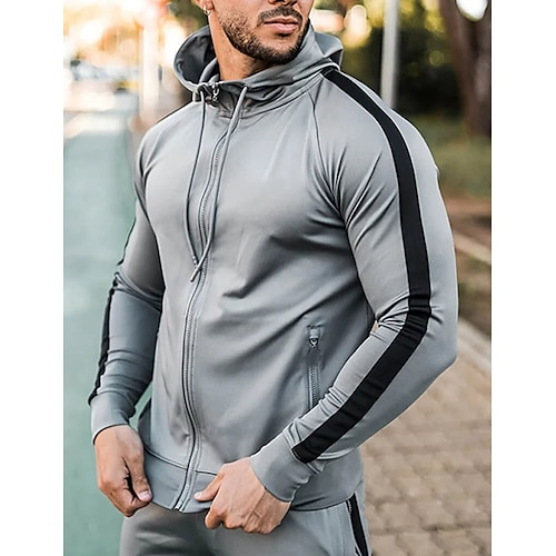 

Herren Hoodie Sweatshirt Kapuze Kapuzenshirt mit durchgehendem Reißverschluss Oberbekleidung Grau Mit Kapuze Farbblock Patchwork Sport Natur Täglich Festtage Strassenmode Cool Brautkleider schlicht