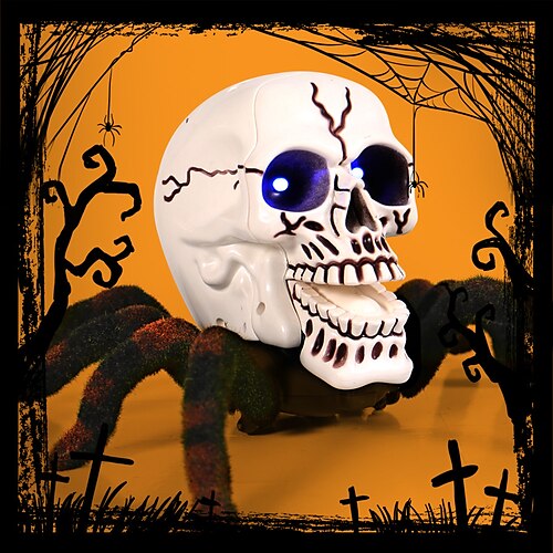 

brinquedo de brincadeira de halloween de aranha de caveira de controle remoto infravermelho com luzes aranha de caveira assustadora